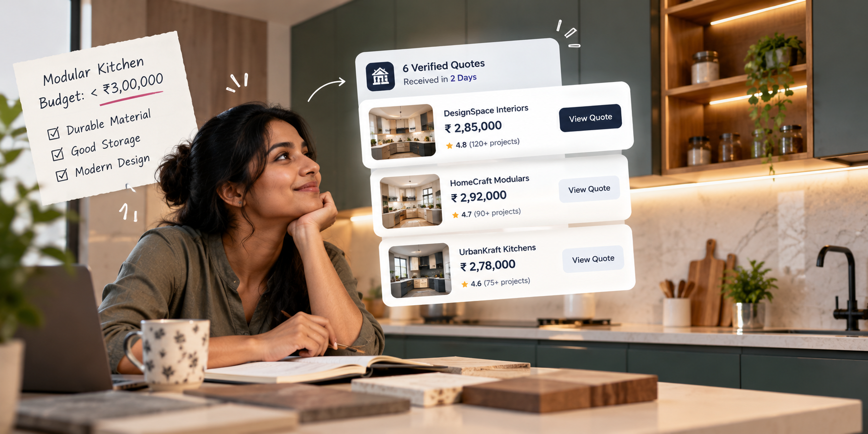 Hema's modular kitchen quotes and dream kitchen with Early Ask